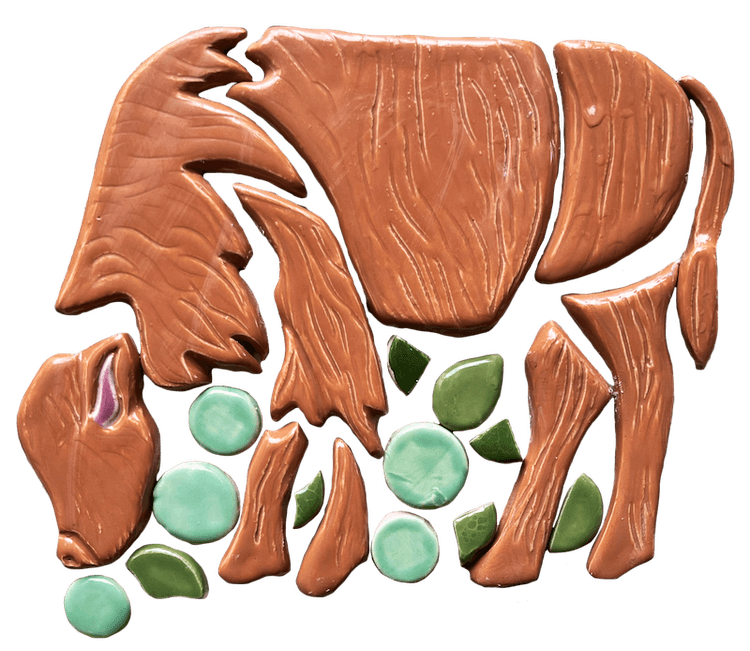 Tile of a grazing buffalo