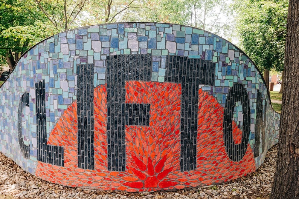 Backside of the installation that says Clifton in large lettering